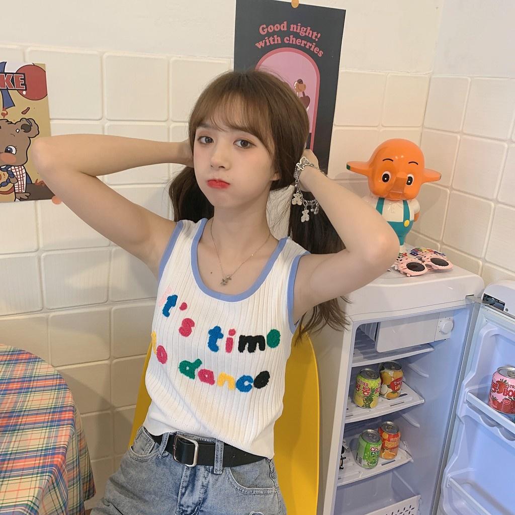 ♙☼┅Áo dệt kim sát nách màu trơn thời trang dành cho nữ