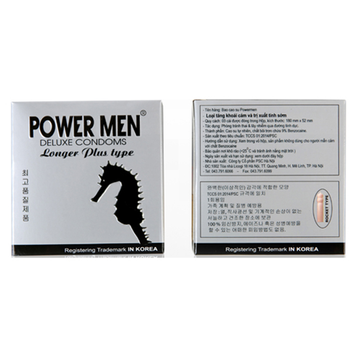 Bao cao su Powermen Longer Plus 12 chiếc và Longer Plus 3 Chiếc