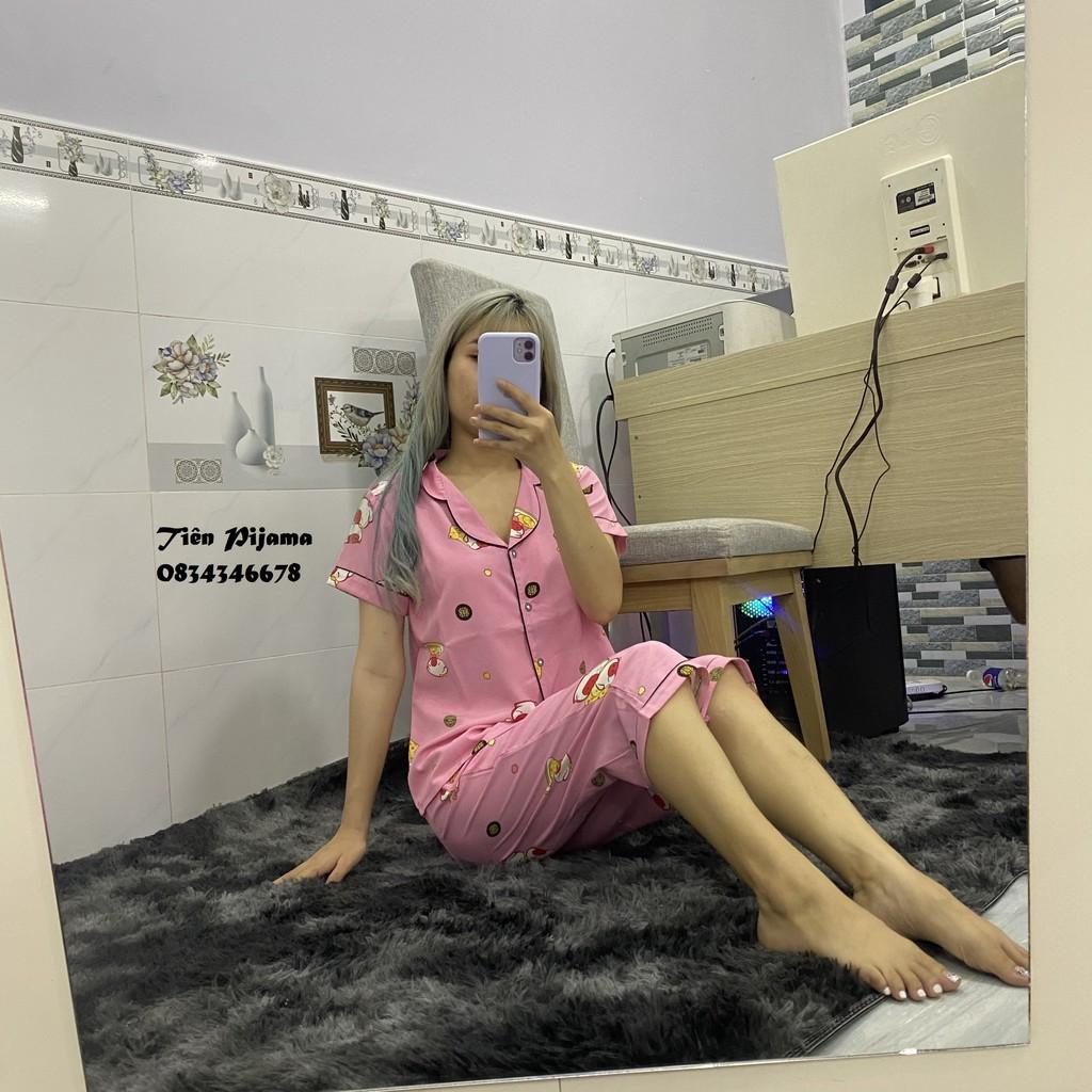 Bộ Pijama Lụa , Bộ Mặc Nhà Lụa Cộc Tay Cao Cấp Hàng Thiết Kế Có Size, Chất Lụa Mịn Mát