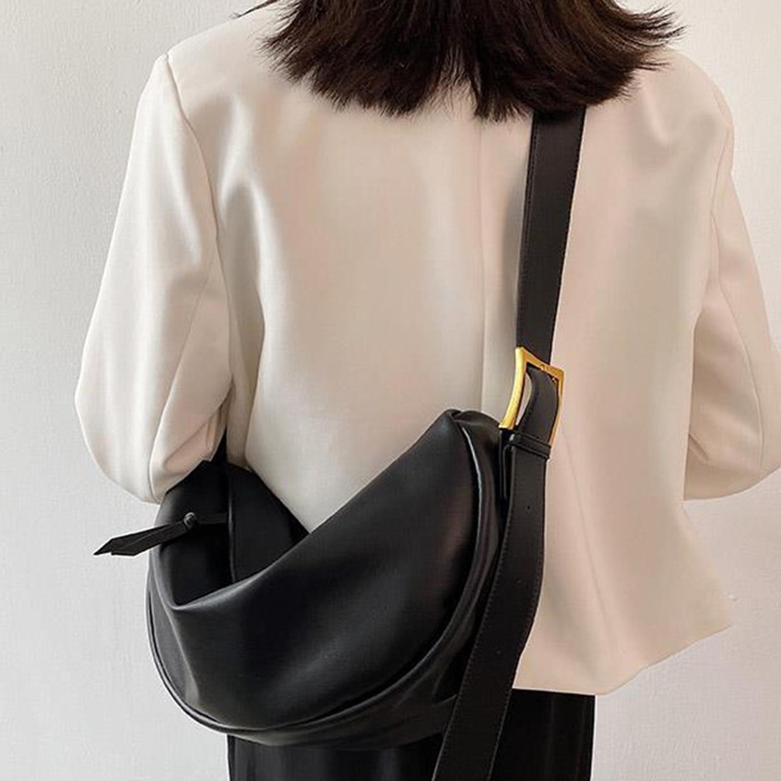 Casual Dumpling Bun Tote Lady Purse Adjustable Strap Women Girls PU Leather Shoulder Bag