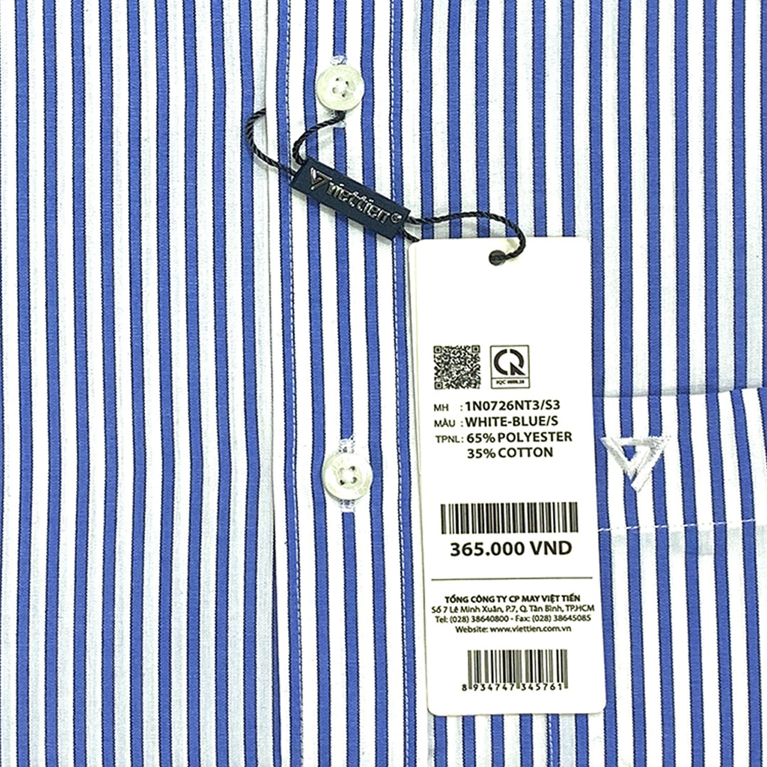 Viettien - Áo sơ mi nam ngắn tay kẻ sọc vạt bầu 1N0726 regular
