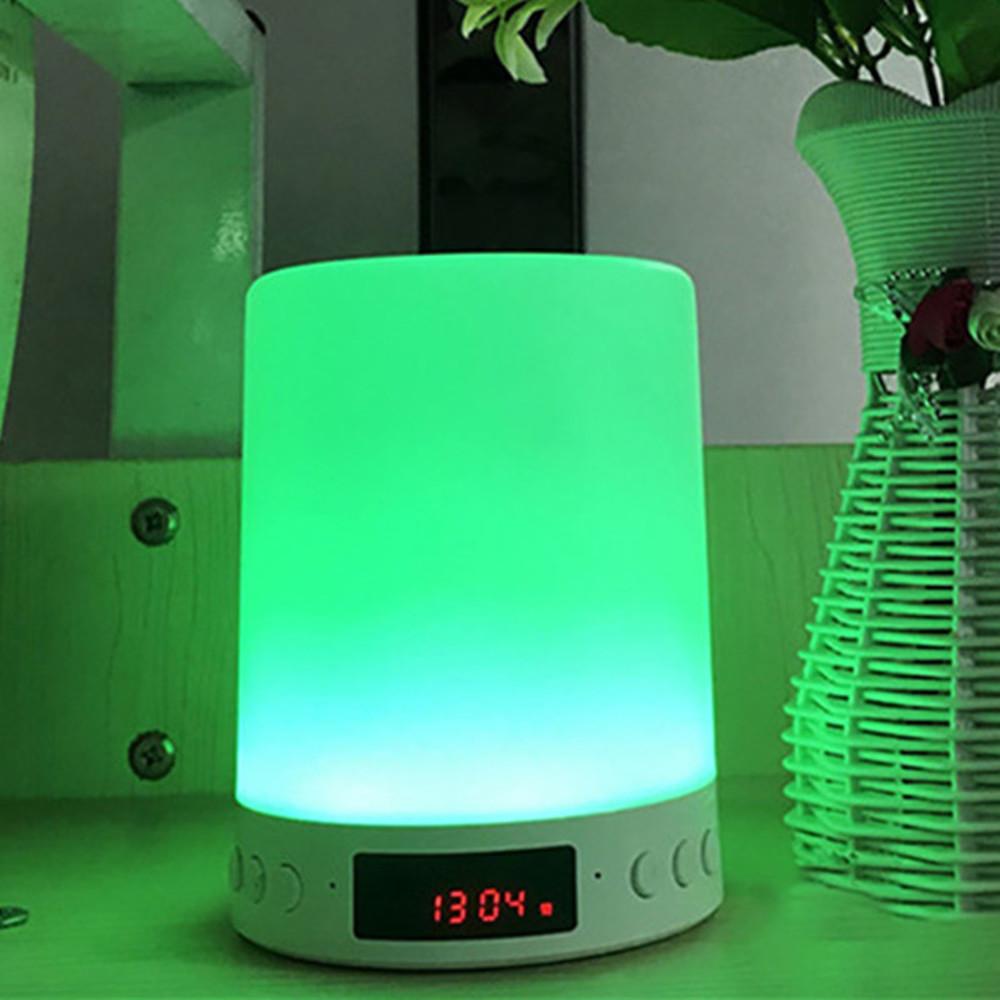 Hình Trụ Không Dây Đèn Ngủ Nhiều Màu Sắc Loa Bluetooth Đồng Hồ Báo Thức Trang Trí Nhà Loa Bluetooth Không Dây Bass Nặng