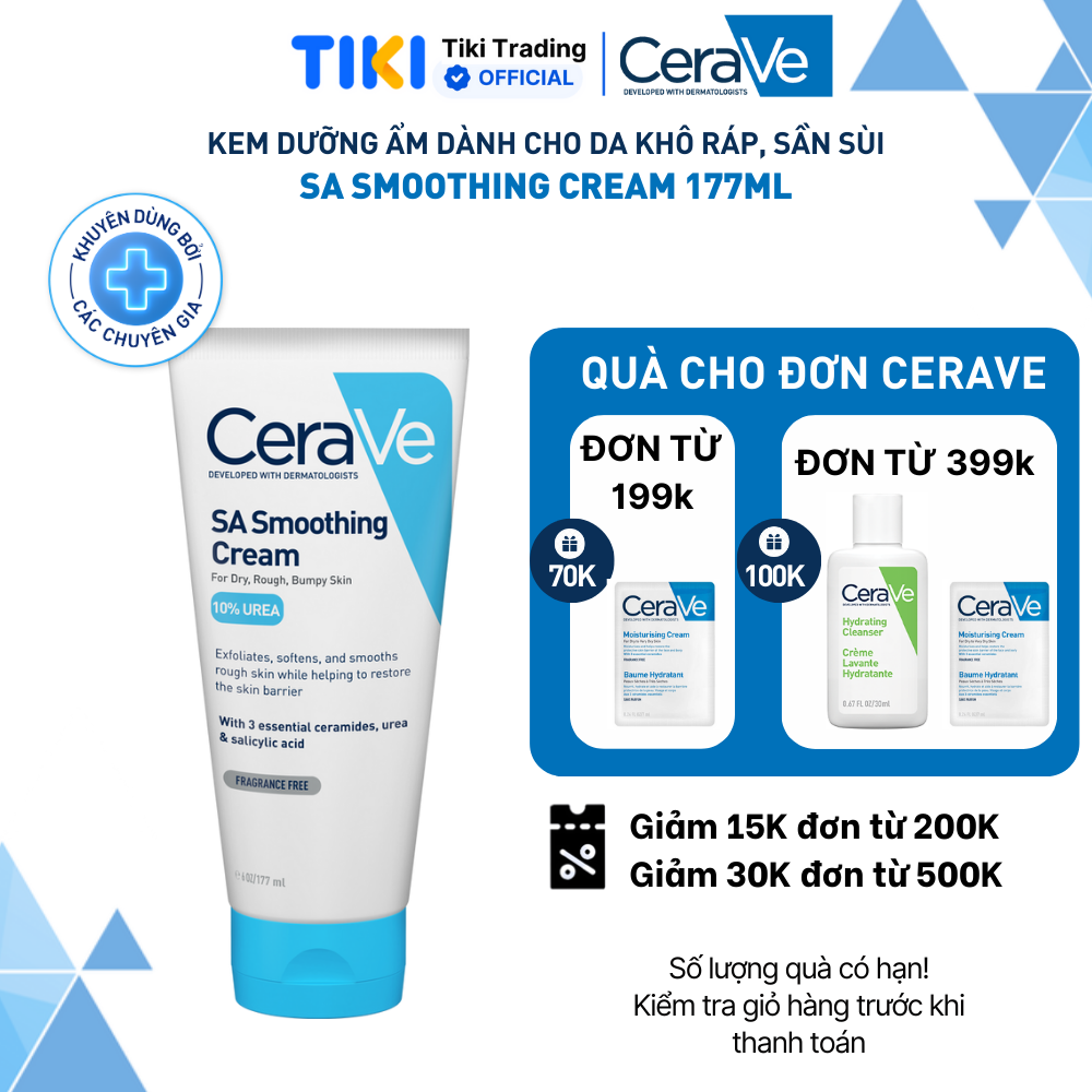 Kem dưỡng ẩm dành cho da khô ráp, sần sùi CeraVe SA Smoothing Cream 177ml