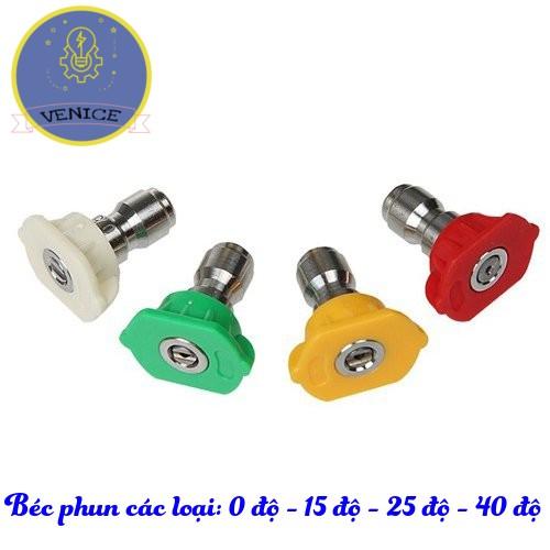 Béc phun - Đầu béc phun 0 độ - 15 độ - 25 độ - 40 độ VENICE - Gắn súng xịt rửa xe áp lực cao - Ren nối nhanh 1/4 inch