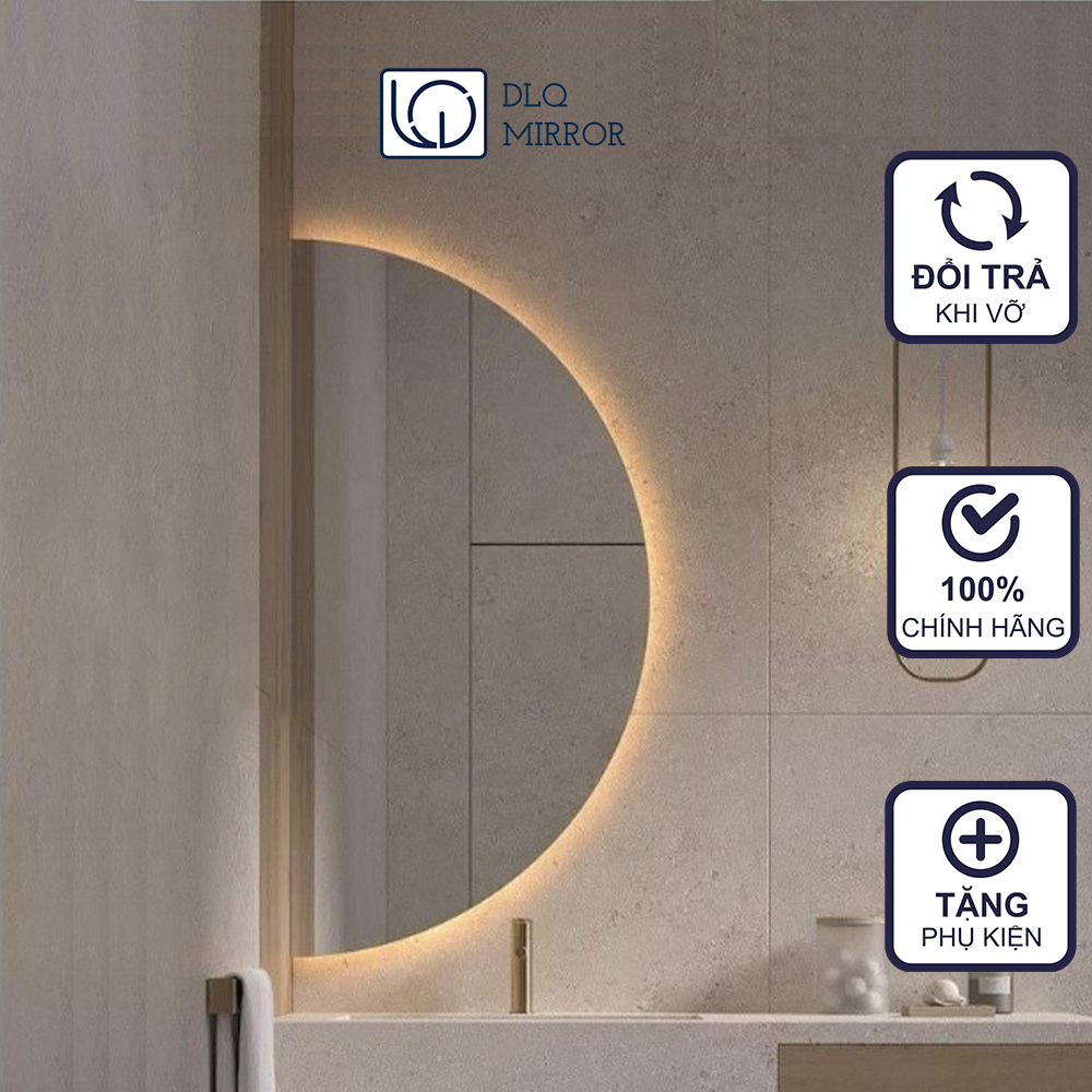 Gương Led Cảm Ứng Treo Tường Hình Bán Nguyệt Kích Thước Theo Yêu Cầu DLQ INTERIORS Trang Trí Nhà Cửa, Phòng Tắm