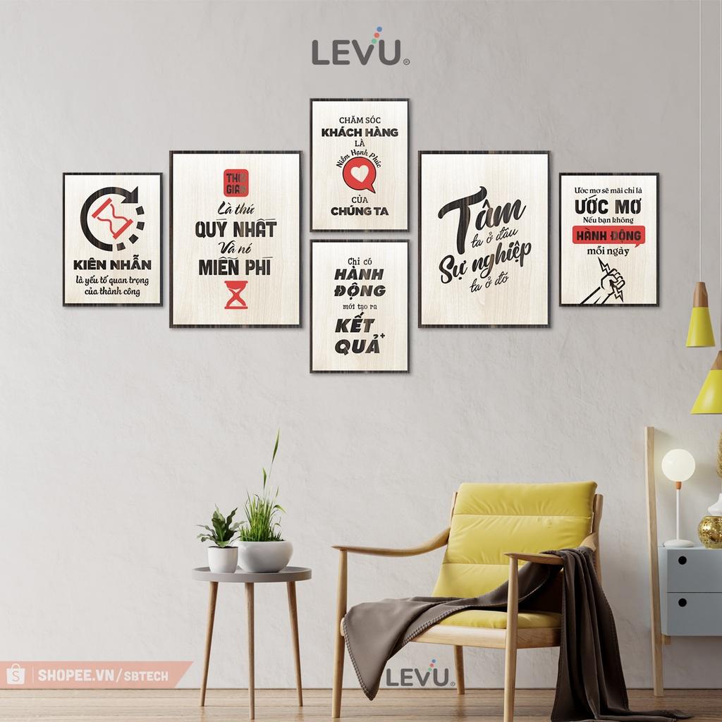 Bộ tranh động lực 6 tấm treo tường trang trí LEVU CB6N combo tranh treo tường gỗ 6 tấm