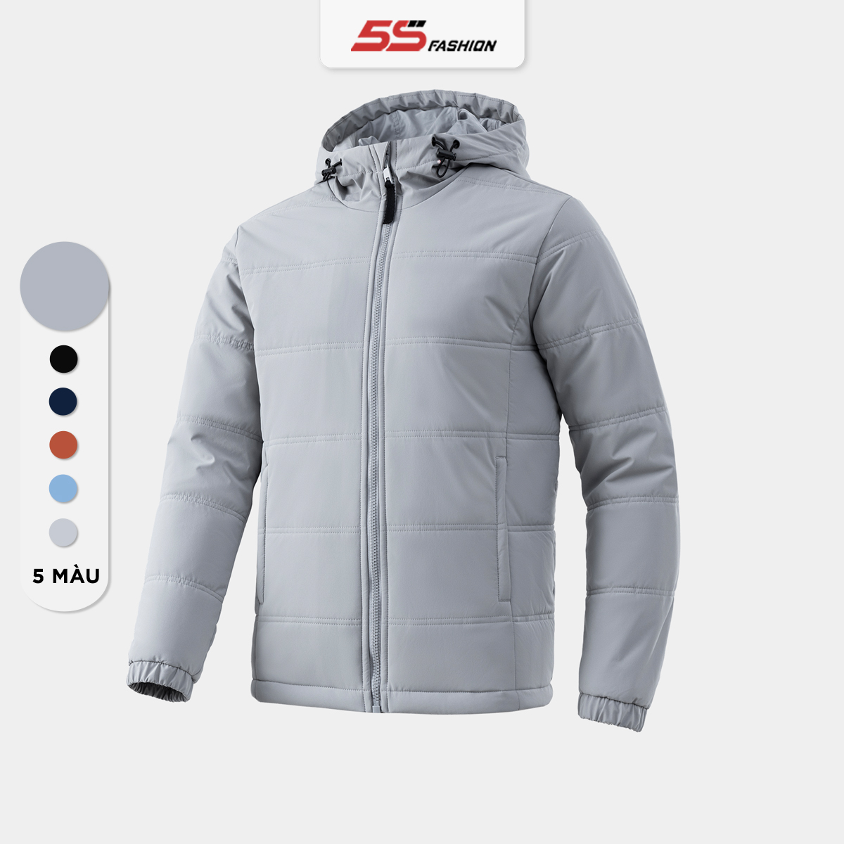 Áo Khoác Phao Nam 5S FASHION, Chần Bông Siêu Ấm, Dày Dặn, Cản Gió, Trượt Nước (APH24062)