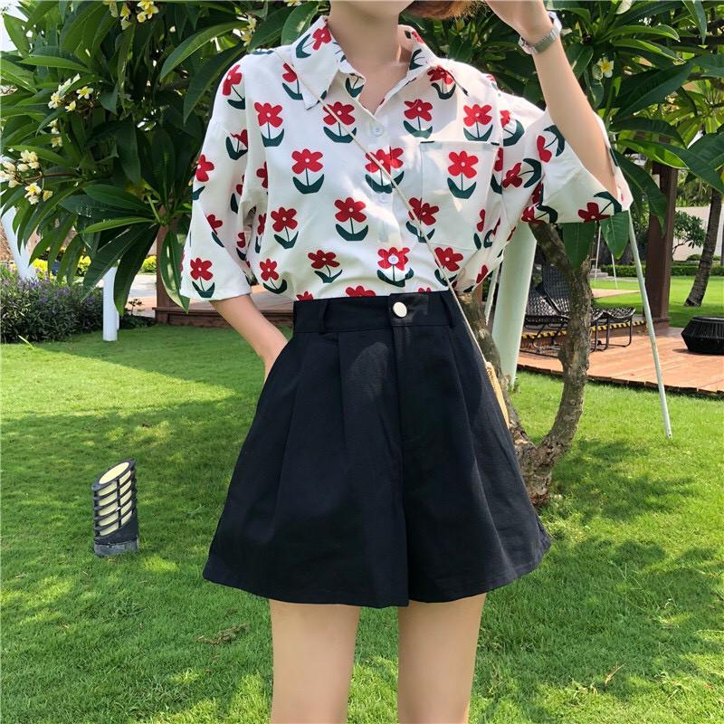 Quần Shorts cạp cap xếp ly - Hàng có sẵn