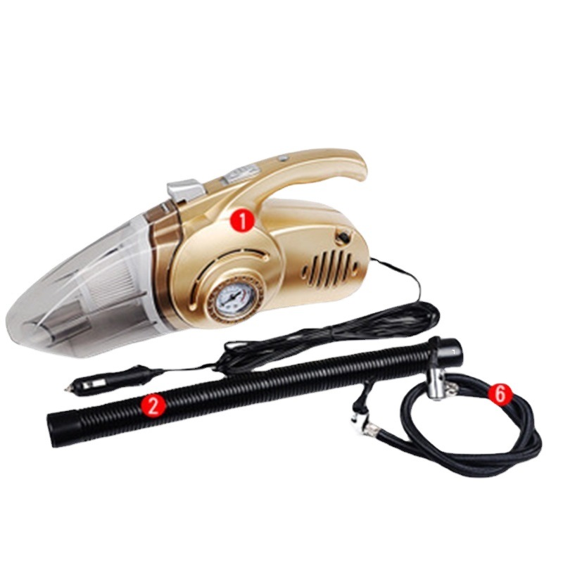 Máy Hút Bụi Xe Ô Tô,Máy Bơm Lốp Xe Đa Năng 4 Trong 1 Bơm Lốp,Đo Áp Suất, Đèn pin soi sáng - Hàng chính hãng / Hàng nhập khẩu