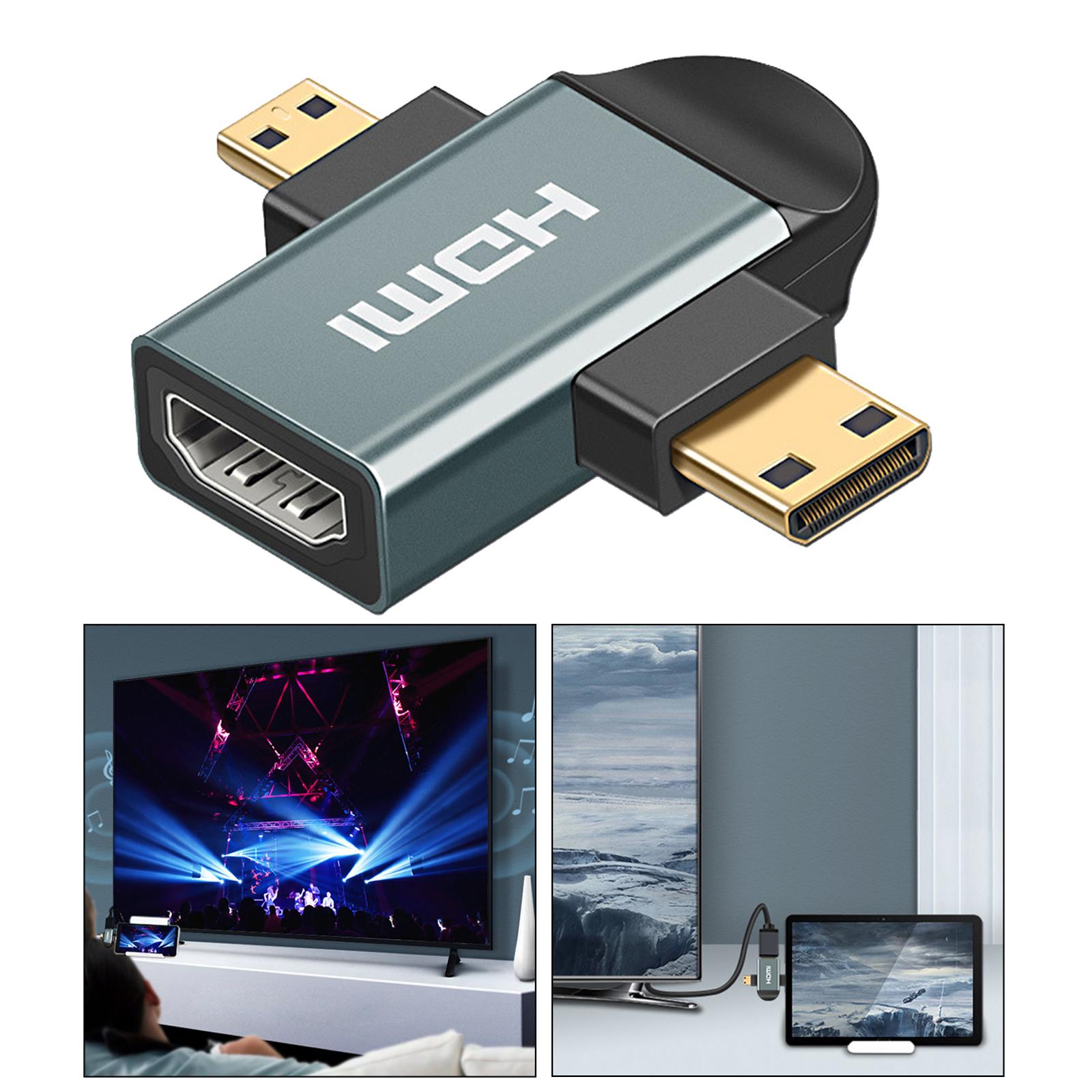 3in 1 HDMI Female to Mini HDMI Male + Micro HDMI Male Adapter