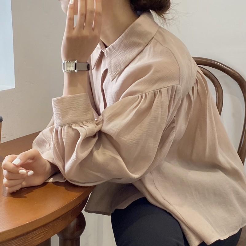 Áo sơ mi lụa tơ tay bồng Hàn Quốc