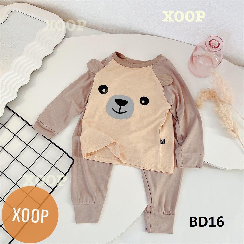 Bộ dài tay chất thun lạnh- Bộ dài tay xoop in họa tiết chim cánh cụt cho bé BD16