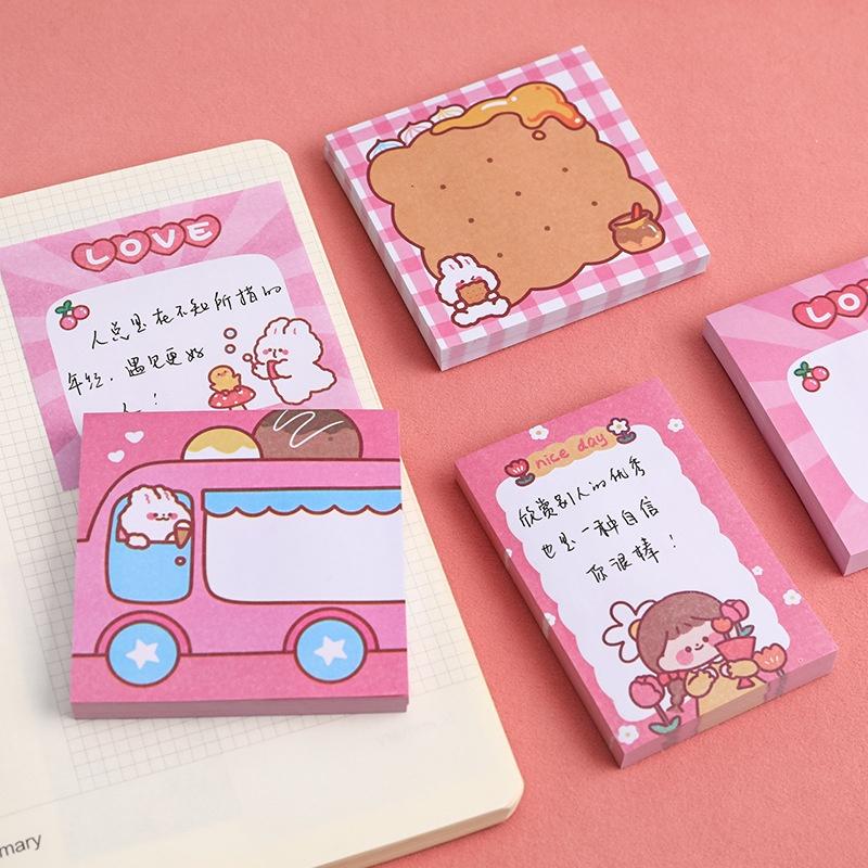 Note Ghi Chú Thỏ Hồng Dễ Thương, Tệp Note Ghi Nhớ, Note Sticker Chủ Đề Màu Hồng Hot Trend 50 Tờ