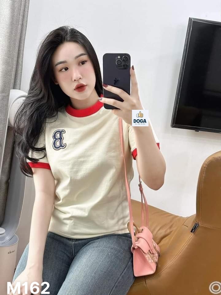 Áo Thun chất borip thêu chữ B size S,M,L,XL from nữ thường DOGA trẻ trung không xù lông siêu sang mã 162