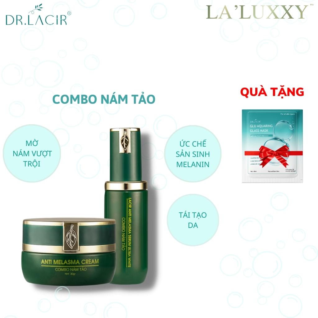 Combo gồm Kem + Serum Nám Tảo La'luxxy Dr Lacir Giúp Giảm Thâm Nám Tàn Nhang, Ức Chế Sản Sinh Melanin, Giảm Quá Trình Lão Hóa (Tặng Mặt Nạ Thủy Tinh) - KN Beauty Cosmetics