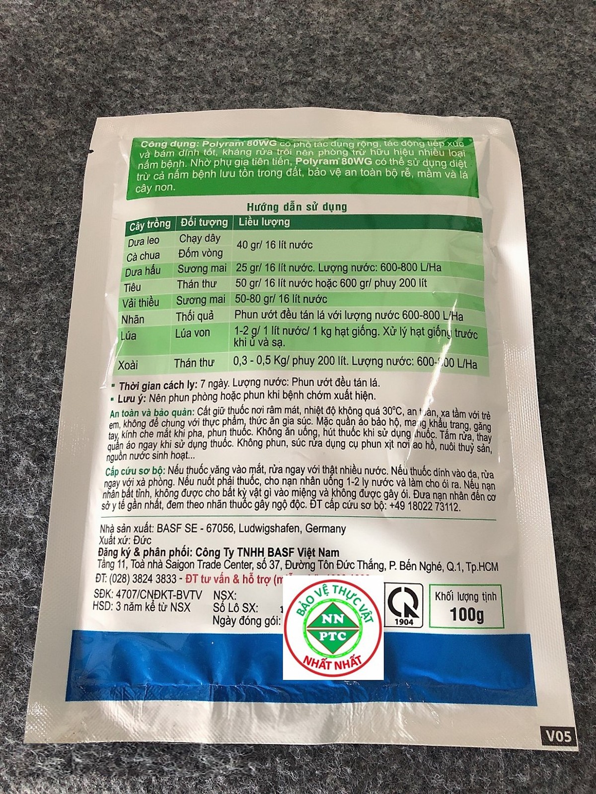 POLYRAM-PHÒNG TRỪ HỮU HIỆU NHIỀU LOẠI BỆNH CHO DƯA LEO,CÀ CHUA,DƯA HẤU,TIÊU,VAI THIỀU,NHÃN,LÚA,XOÀI