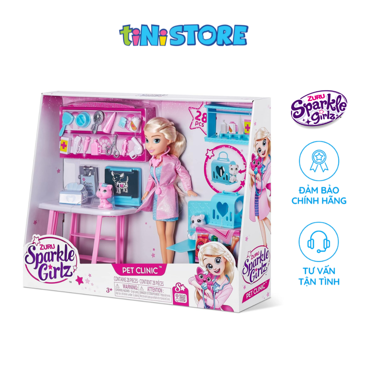 Bộ Đồ Chơi Búp Bê Bác Sĩ Và Phòng Khám Thú Cưng Sparkle Girlz 100184