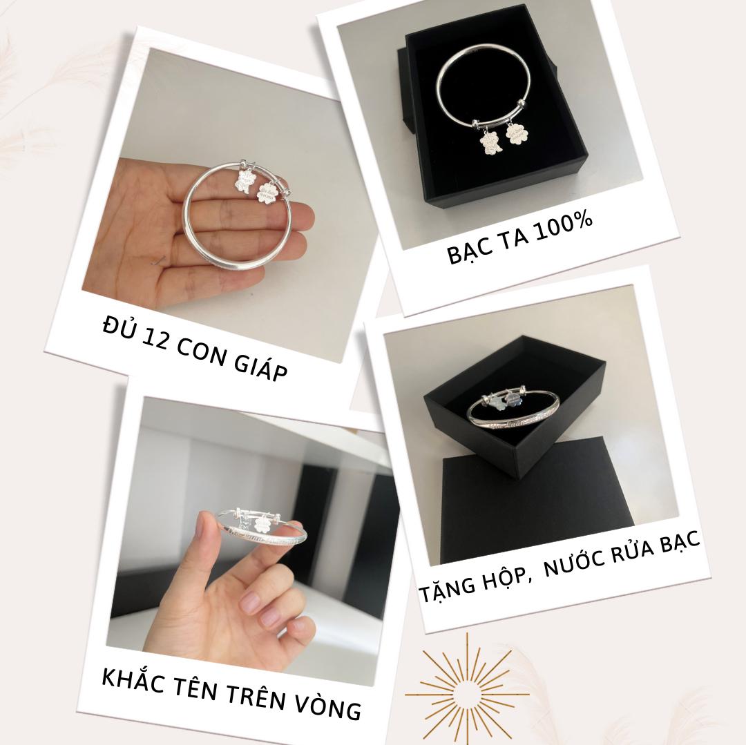 Vòng Bạc khắc Tên bé, charm 12 con giáp theo tuổi – Quà tặng thôi nôi, đầy tháng ý nghĩa cho bé trai, bé gái