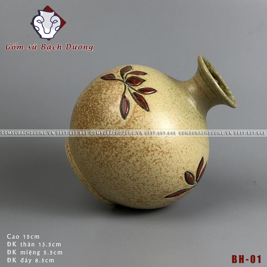 Bình hút lộc mini - Bình gốm nhỏ gọn dễ sử dụng trang trí bàn làm việc, phòng khách, phòng ăn