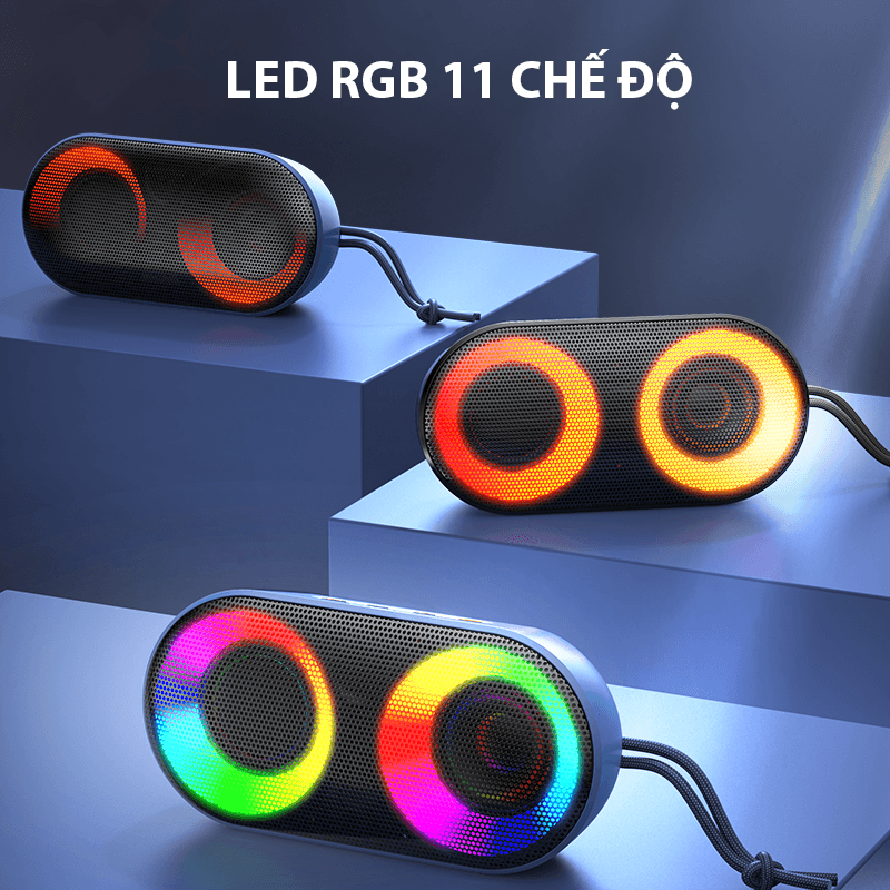 Loa Bluetooth VIVAN VS16 Hiệu Ứng LED RGB - Chuẩn Chống Nước IPX6 - Hàng Chính Hãng