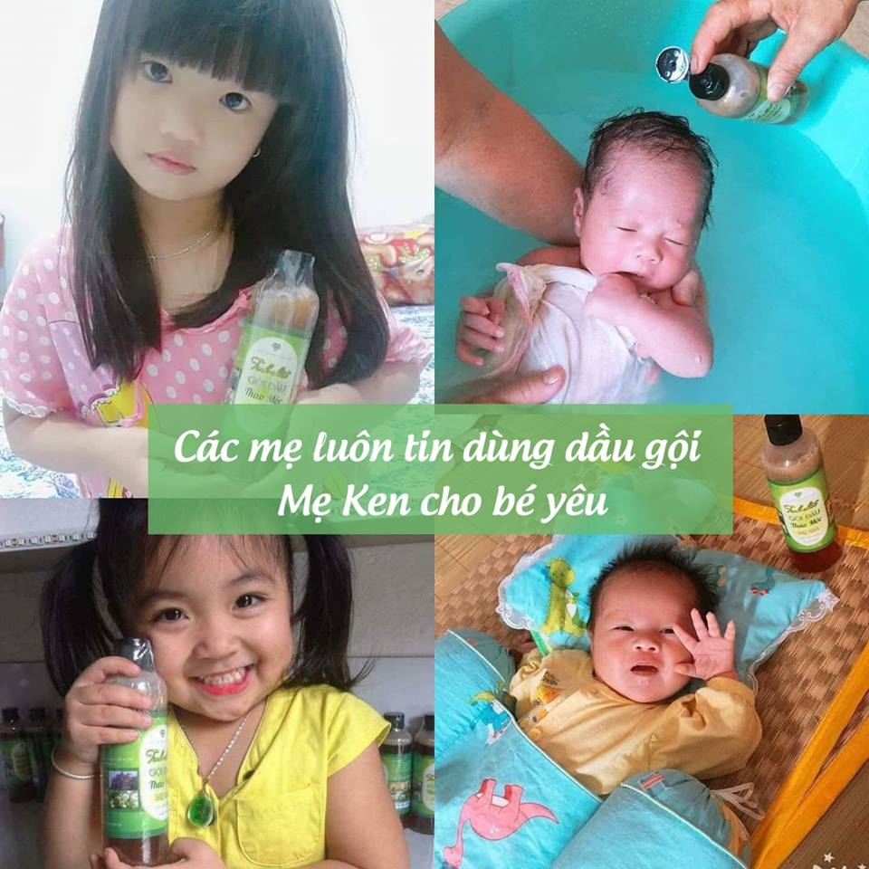 Dầu gội thảo mộc Mẹ Ken, giảm gàu, ngứa, giúp tóc đen, suôn mượt, chống khô chẻ ngọn, với hương thơm thiên nhiên tươi mát meken