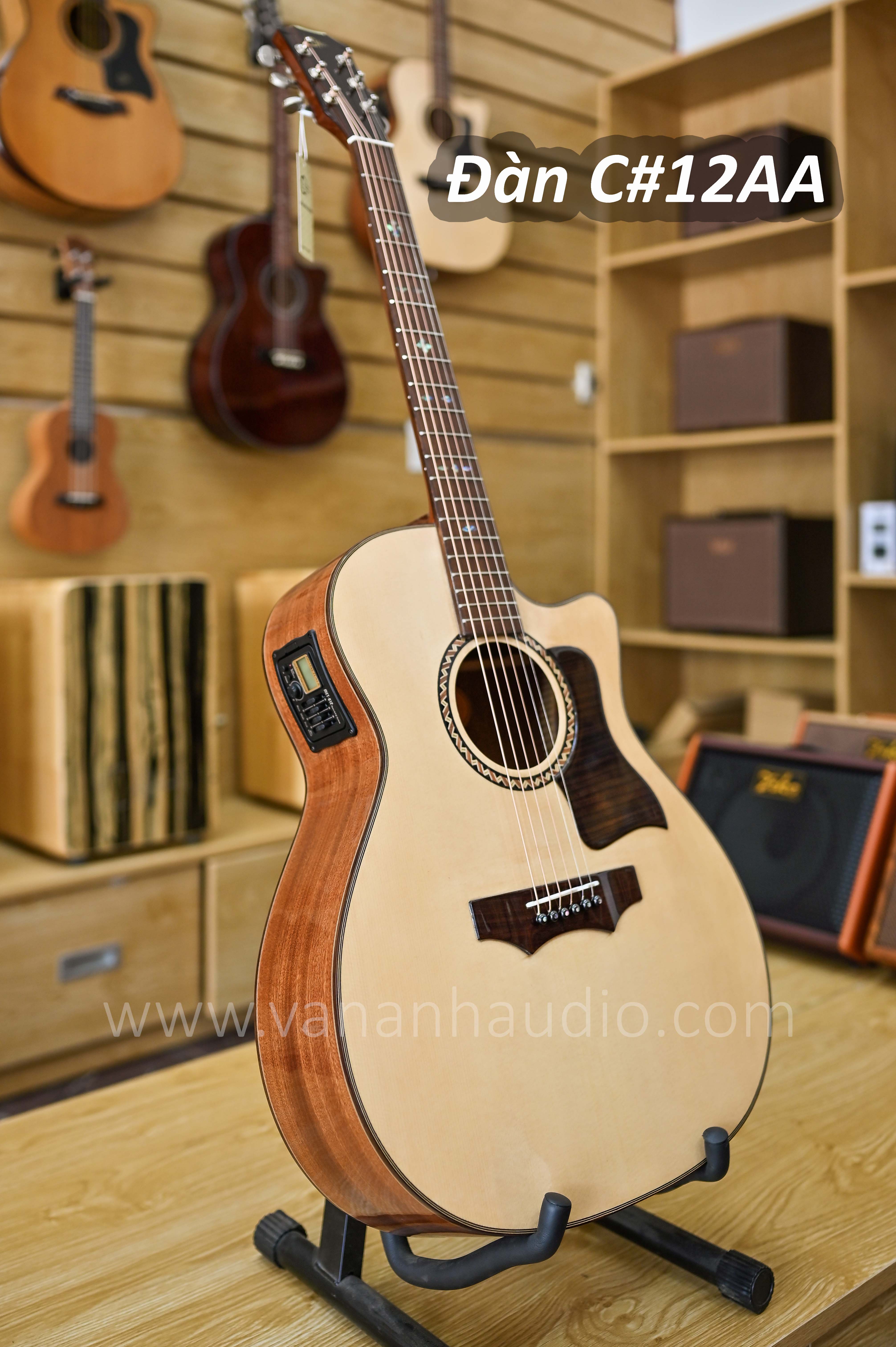 Đàn guitar acoustic C#12AA chính hãng Văn Anh Audio [100% gỗ tự nhiên nguyên tấm, action êm nhẹ, dây đàn Elixir Mỹ)