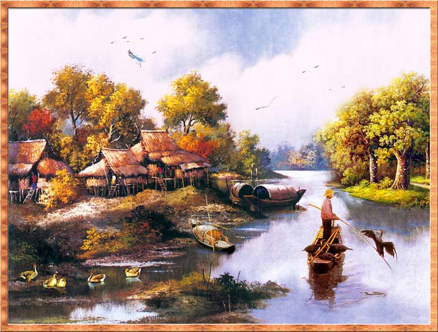 Tranh canvas treo tường làng quê Việt Nam - QVN018
