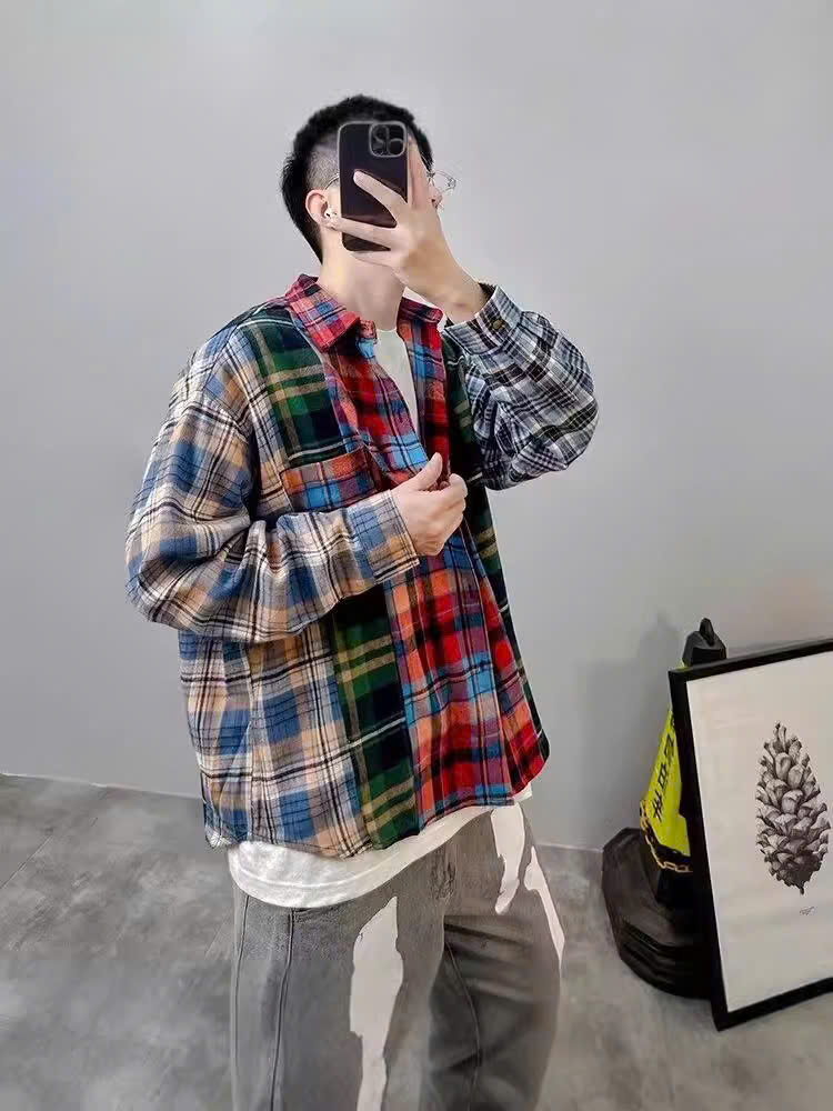 Áo sơ mi nam nữ form rộng 2N Unisex somi khoác ngoài sọc caro nhiều màu số 24