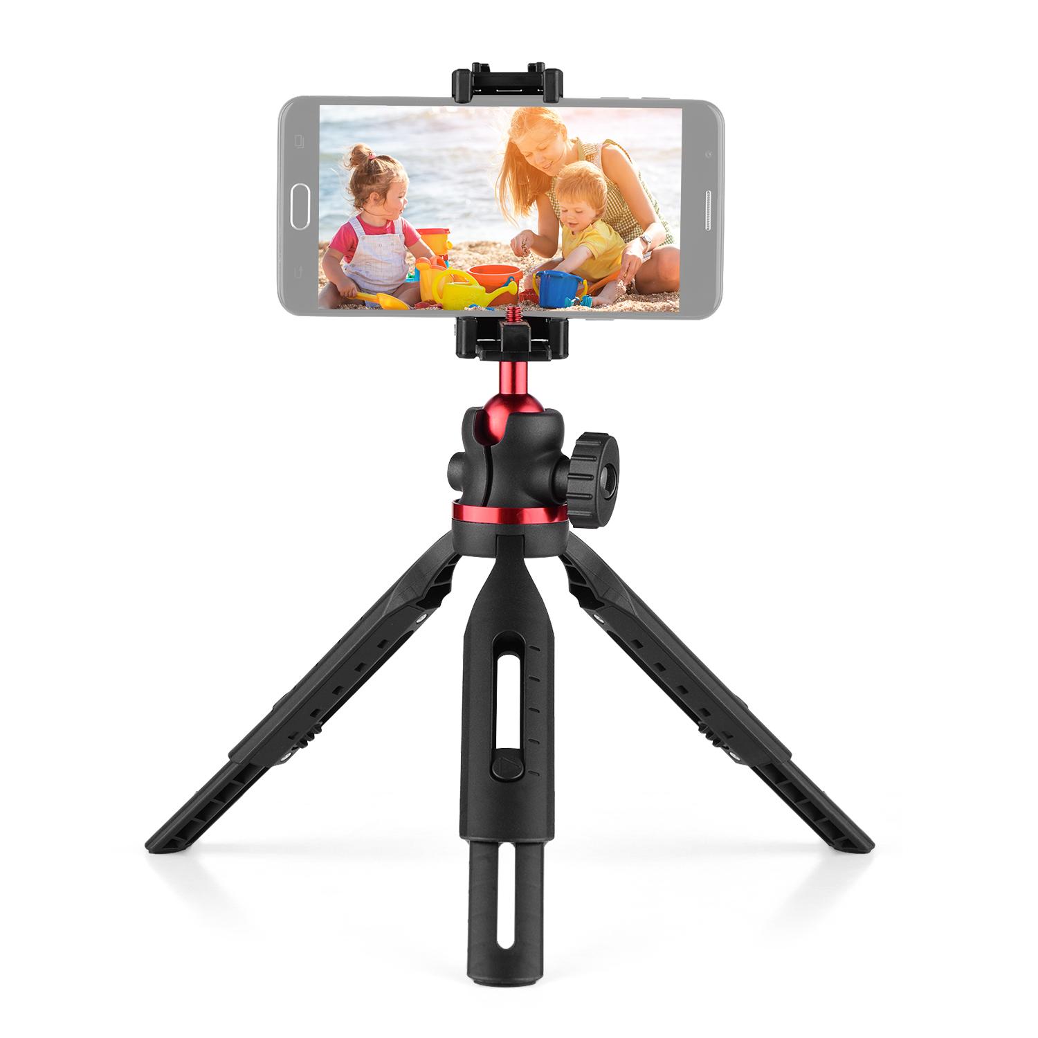 Chân đế Chiều cao có thể điều chỉnh 360 ° Ngang với 1/4 ren vít Tích hợp Kẹp điện thoại