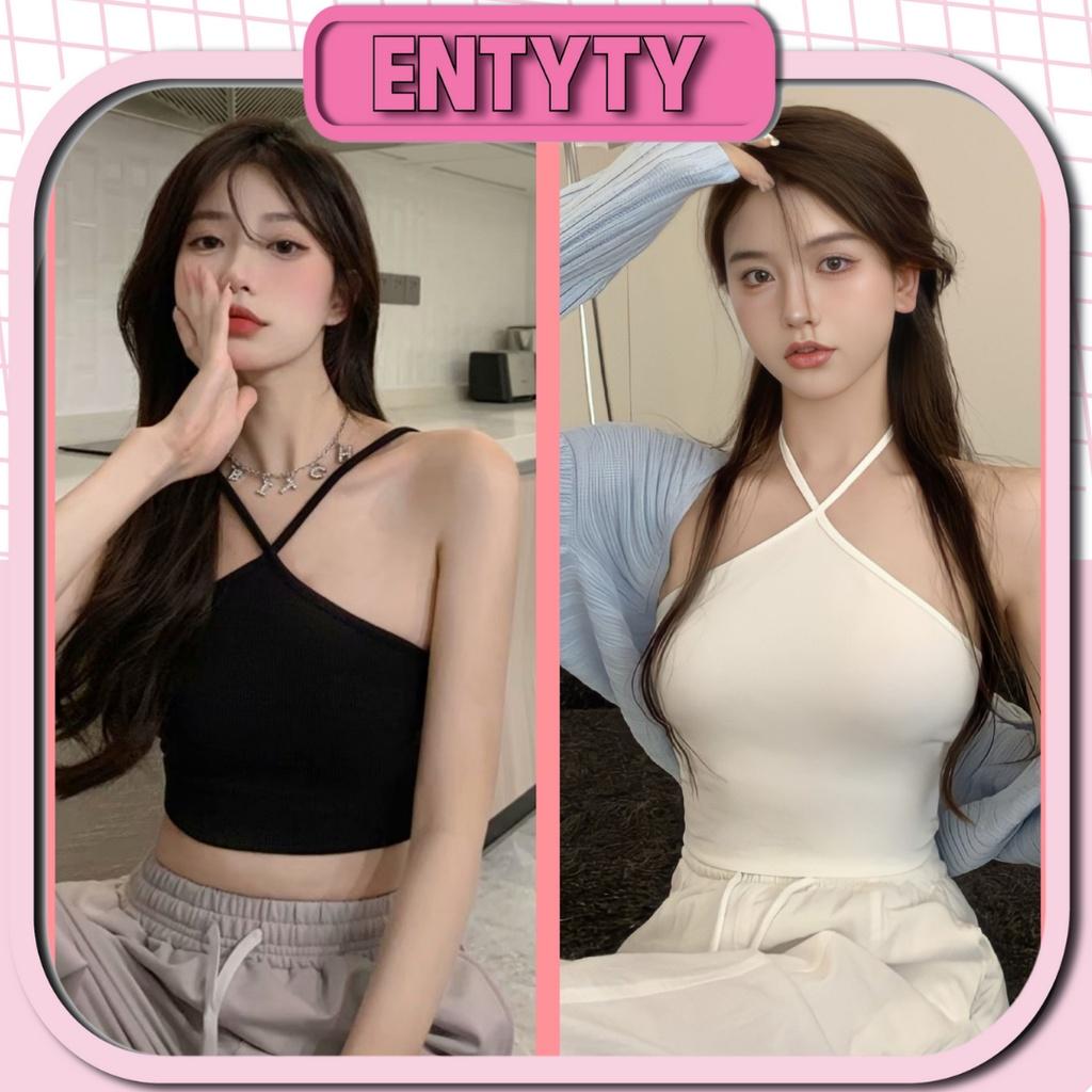 ÁO 2 DÂY CHỮ V NỮ TRƠN CROPTOP THUN GÂN