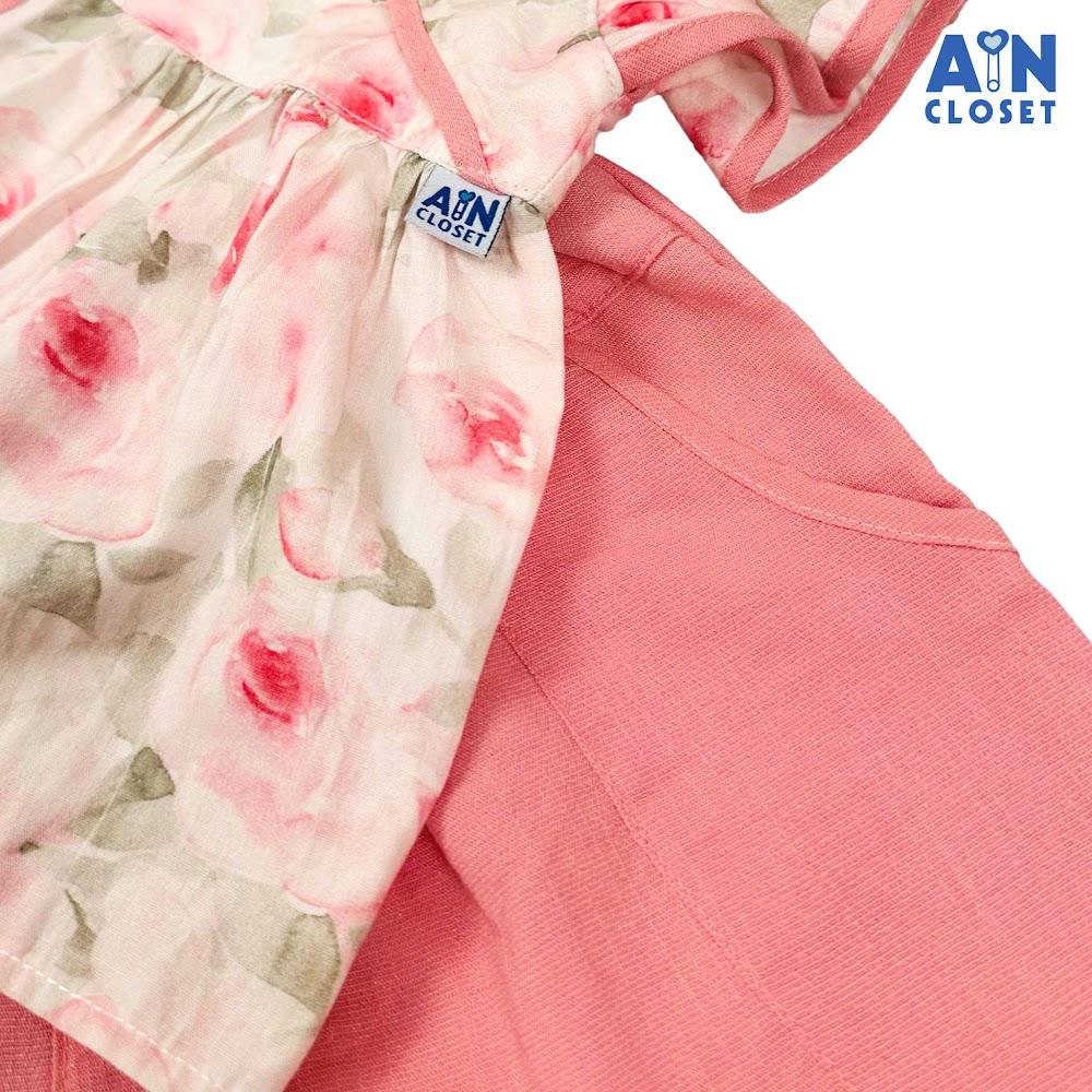 Bộ quần áo Ngắn bé gái họa tiết Hoa Hồng Phai cotton - AICDBGVWAVAI - AIN Closet
