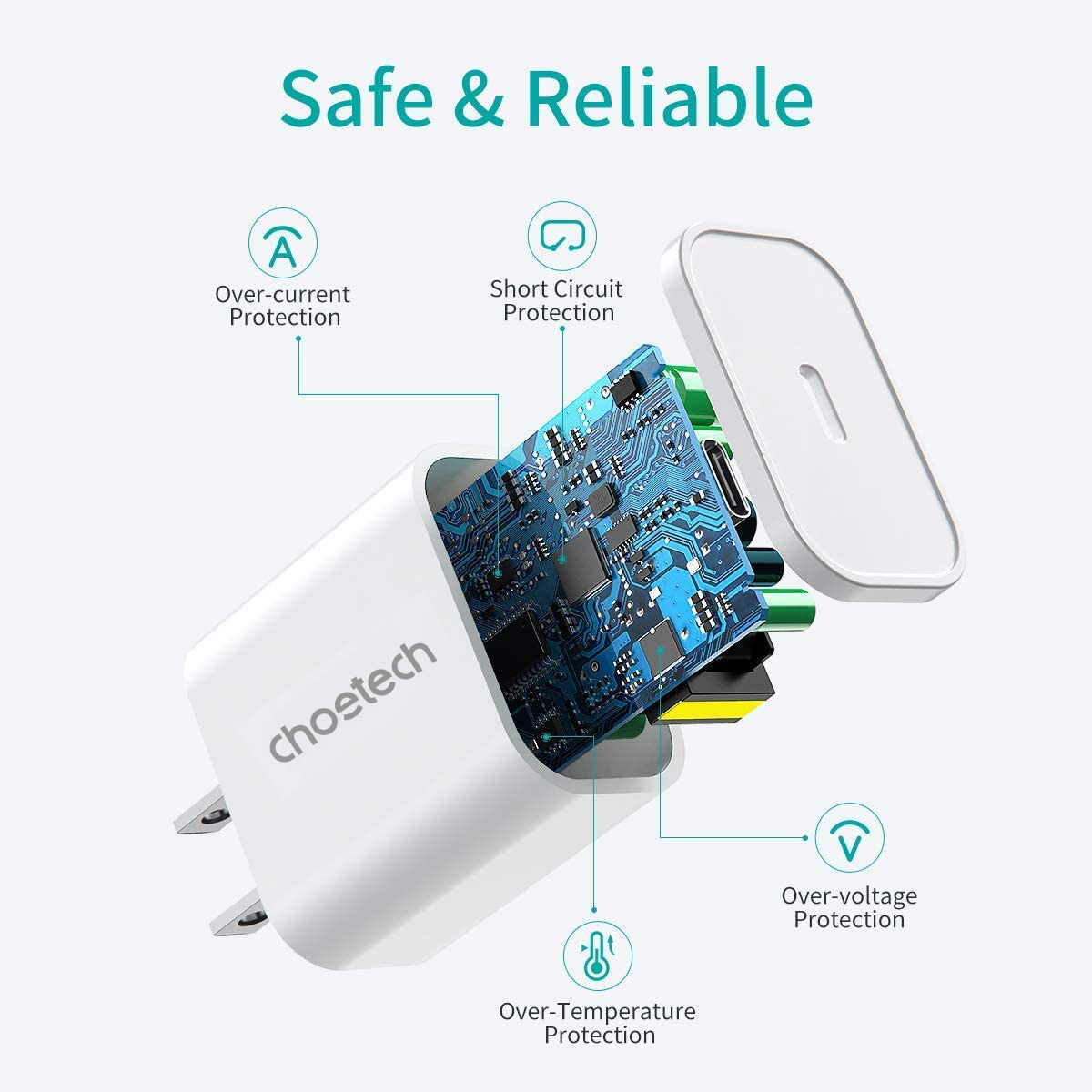 Adapter Củ Sạc CHOETECH PD5005 PD 20W Chuyên Sạc Nhanh iPhone, iPad - Hàng Chính Hãng