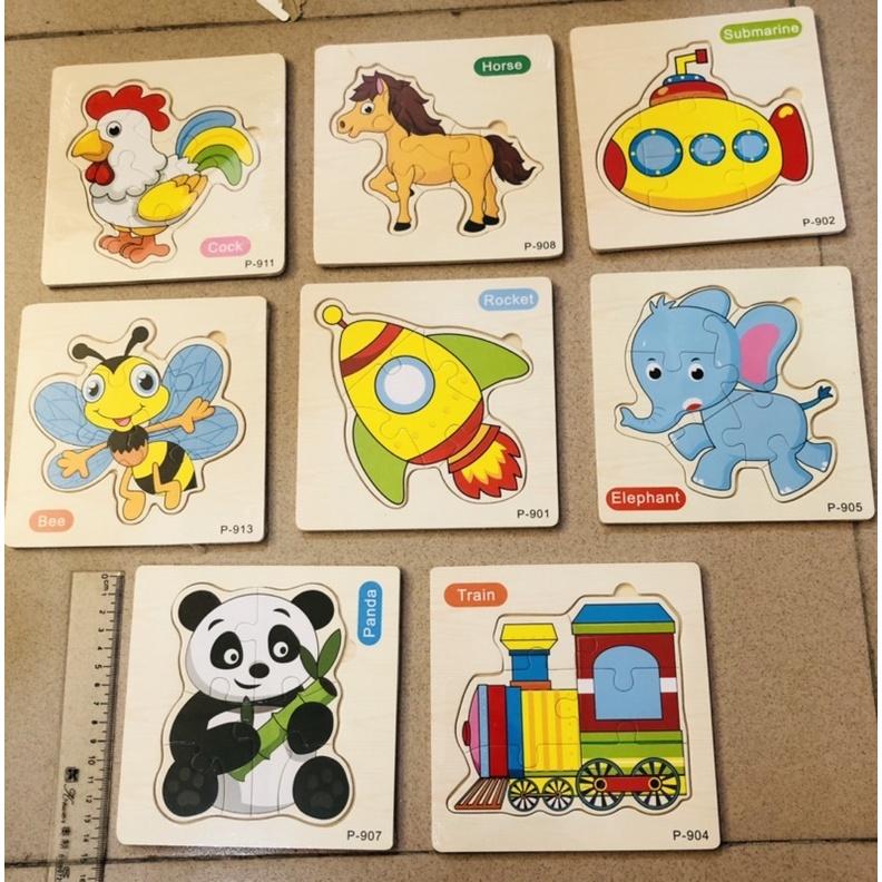 Tranh ghép gỗ 3D có kèm tên tiếng anh cho bé