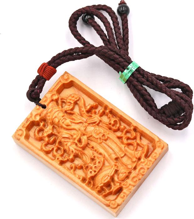 Vòng Cổ Mặt Gỗ Hoàng Đàn Khắc Hình Thần Tài MG36