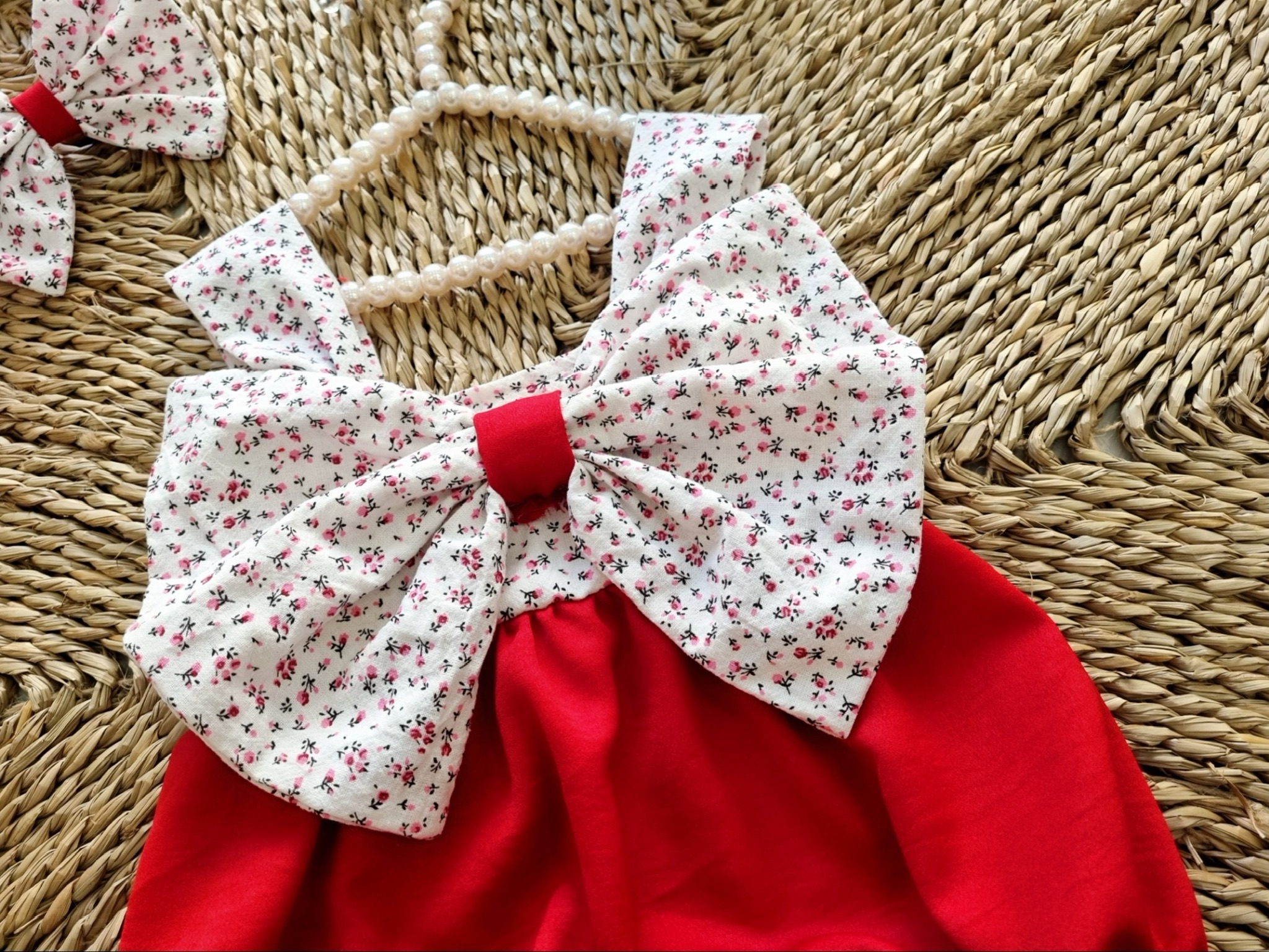 Bodysuit Nơ To Chất Đũi Cara Cho Bé Gái Gái 3 Đến 12kg, Áo Liền Quần 2 Dây Xinh Xắn [A473
