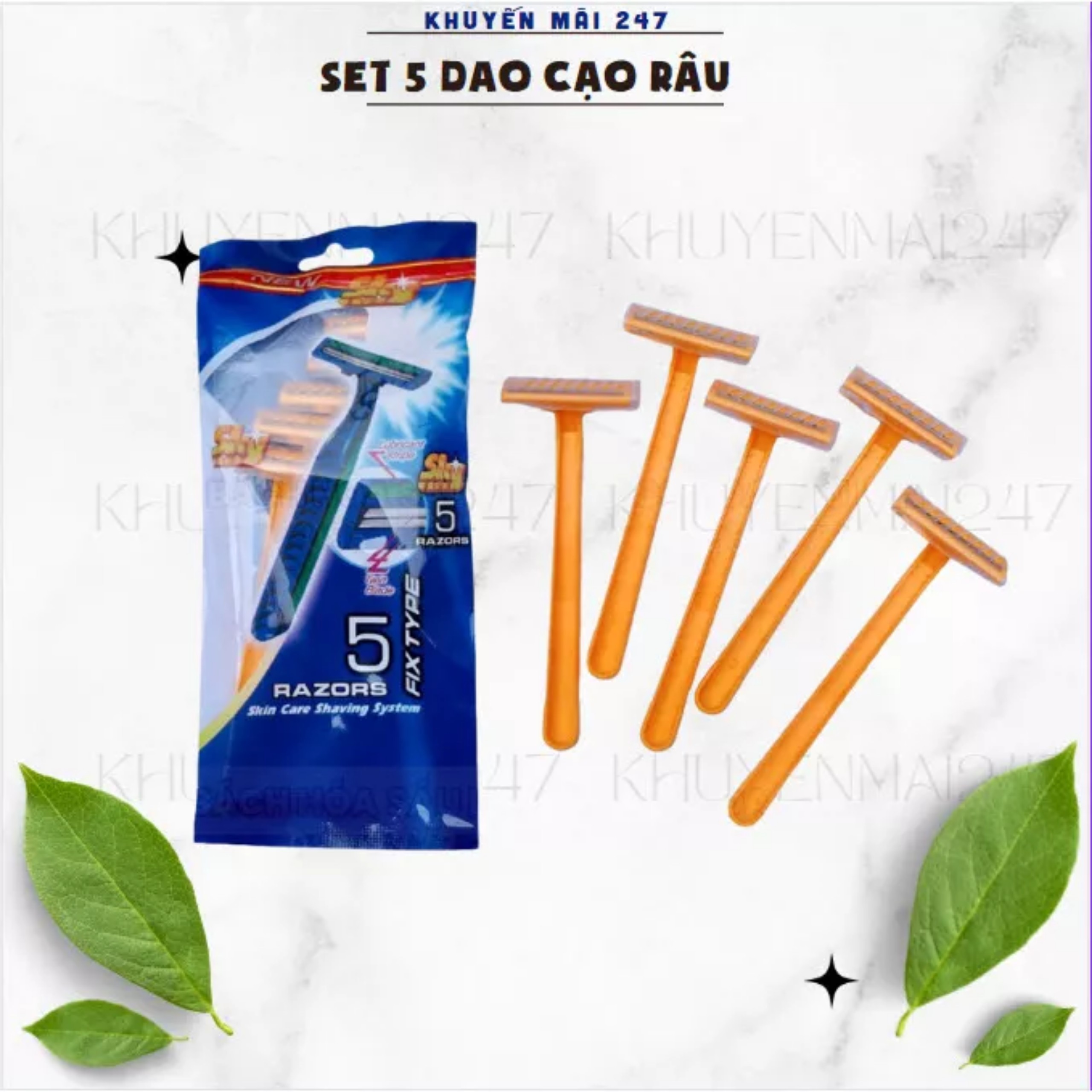 COMBO 5 CÂY DAO CẠO RÂU 2 LƯỠI HÀNG XỊN