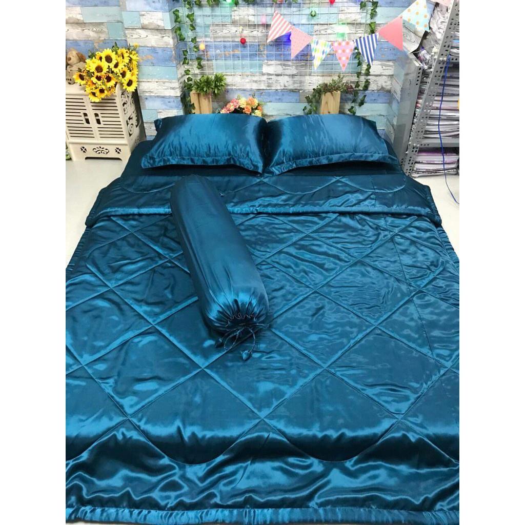 Trọn Bộ Chăn Ga Vỏ Gối Phi Lụa Dubai Cực Mát 1m6x2M, 1m8X2M Hình thật