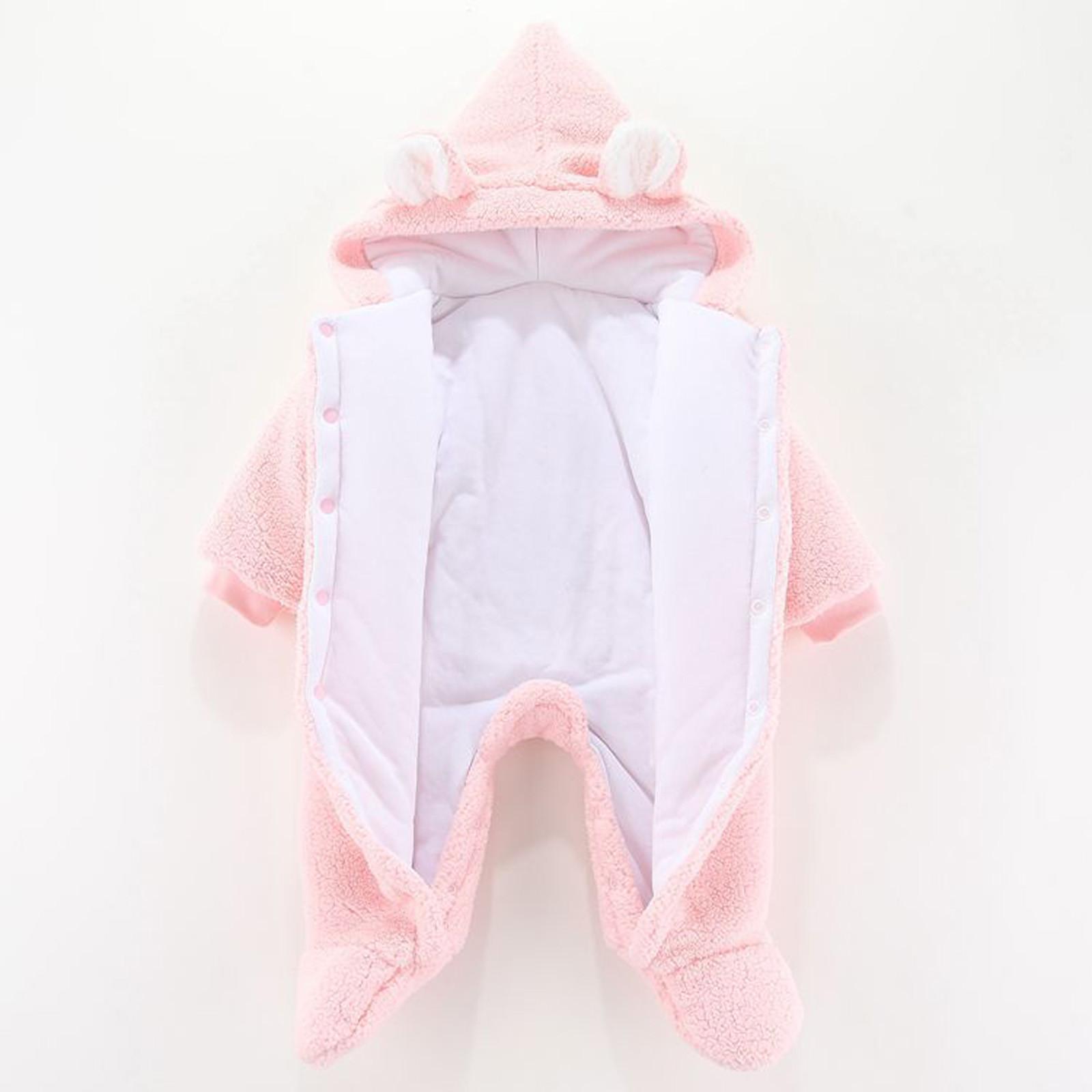 Mới 2021 Cho Bé Rompers Cho Cô Gái Hoạt Hình Clothinginfant Sơ Sinh Bé Gái Bé Trai Gấu Ấm Dày Snowsuit Có Mũ Áo Liền Quần