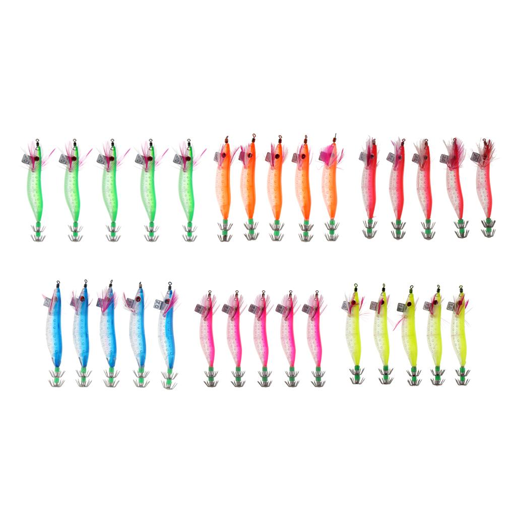 5pcs Luminous Squid Jigs Saltwater Fishing Lures Octopus Squid Hooks