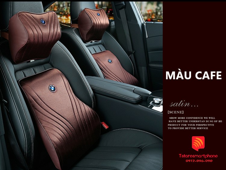 Bộ gối tựa đầu, tựa lưng EMBRACE LUXURY SATIN SILK siêu cao cấp cho ô tô xe hơi