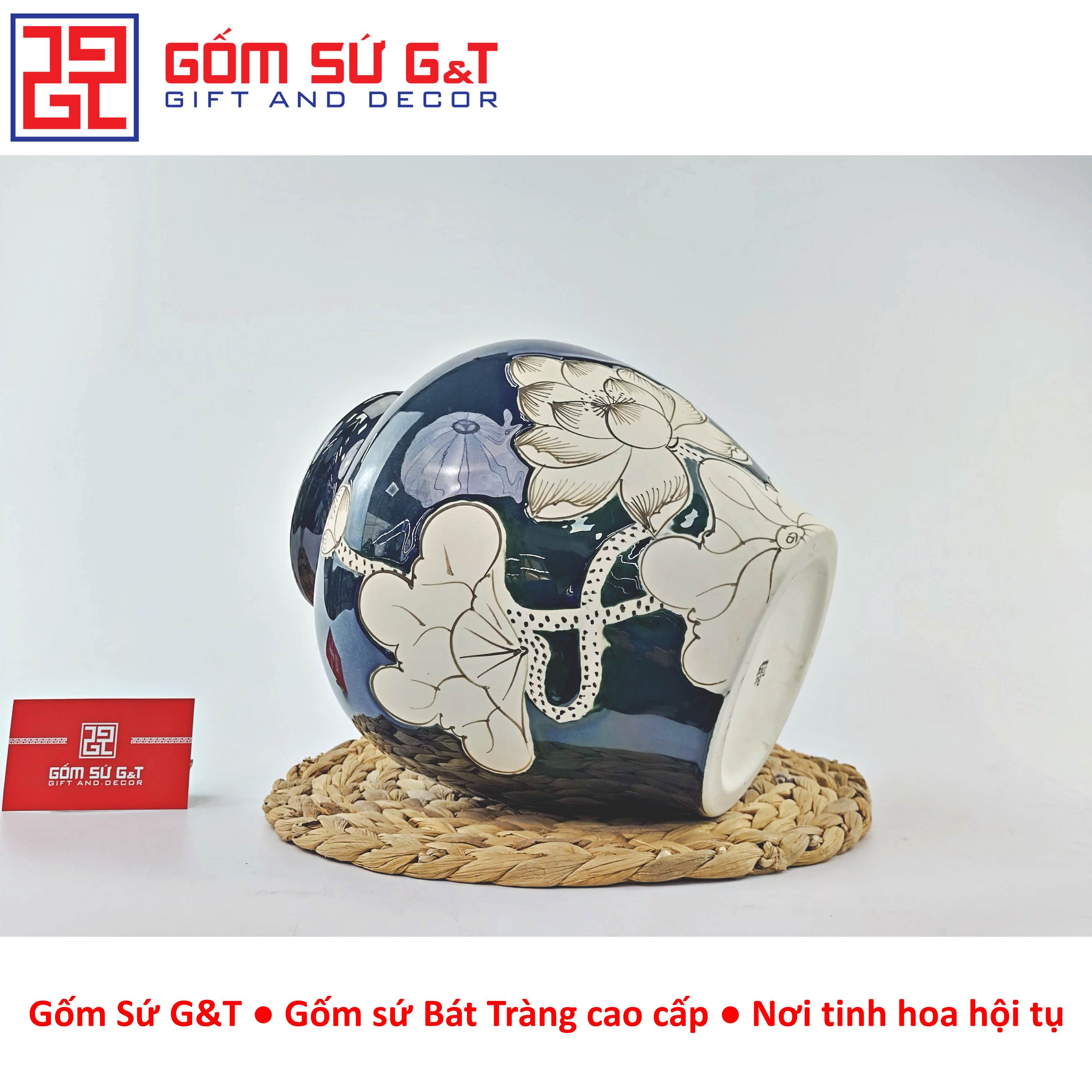 Lọ hoa men hỏa biến dáng vò vẽ sen Gốm Sứ G&amp;T
