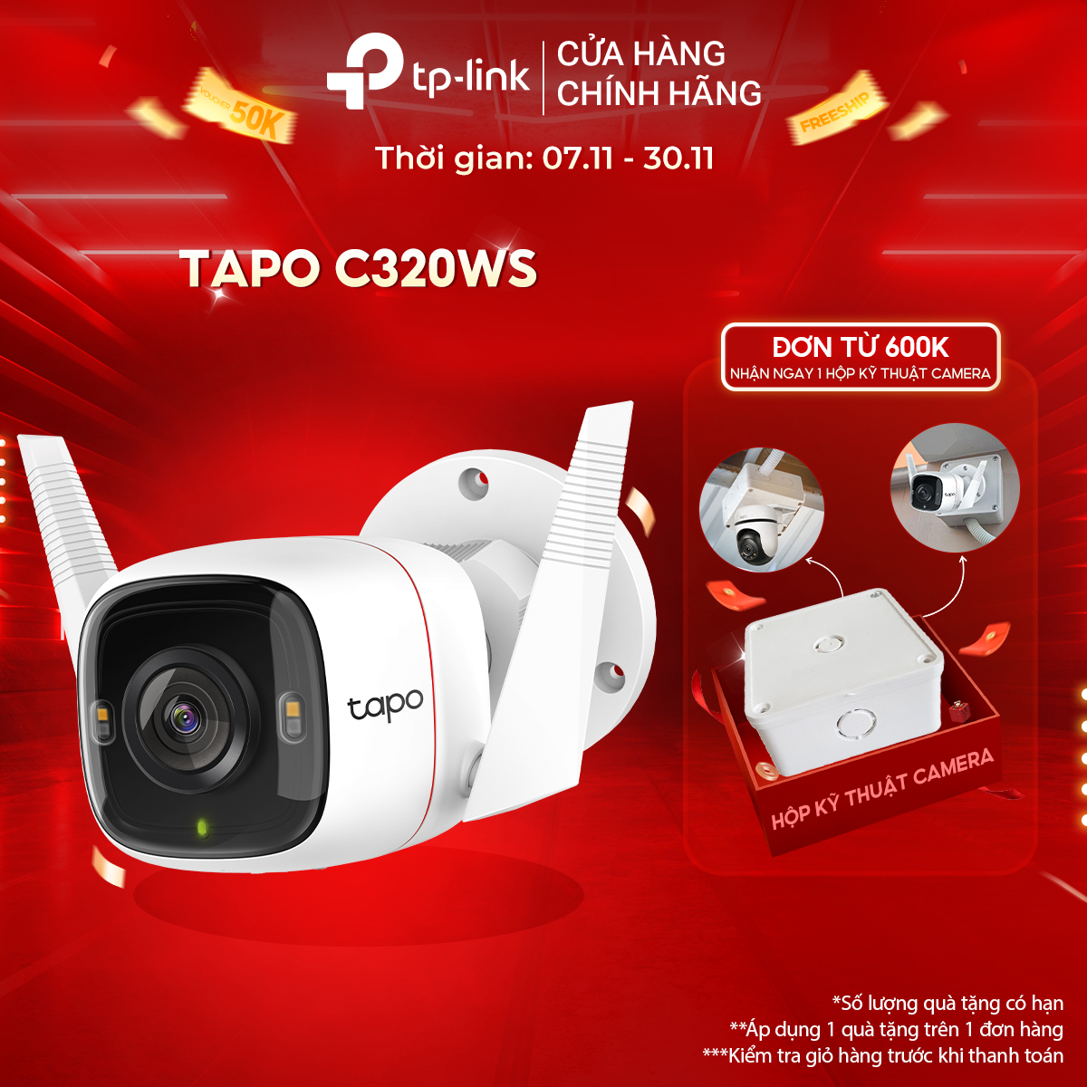 Camera WiFi Ngoài Trời TP-Link Tapo C320WS Độ Phân Giải 2K QHD - Hàng Chính Hãng