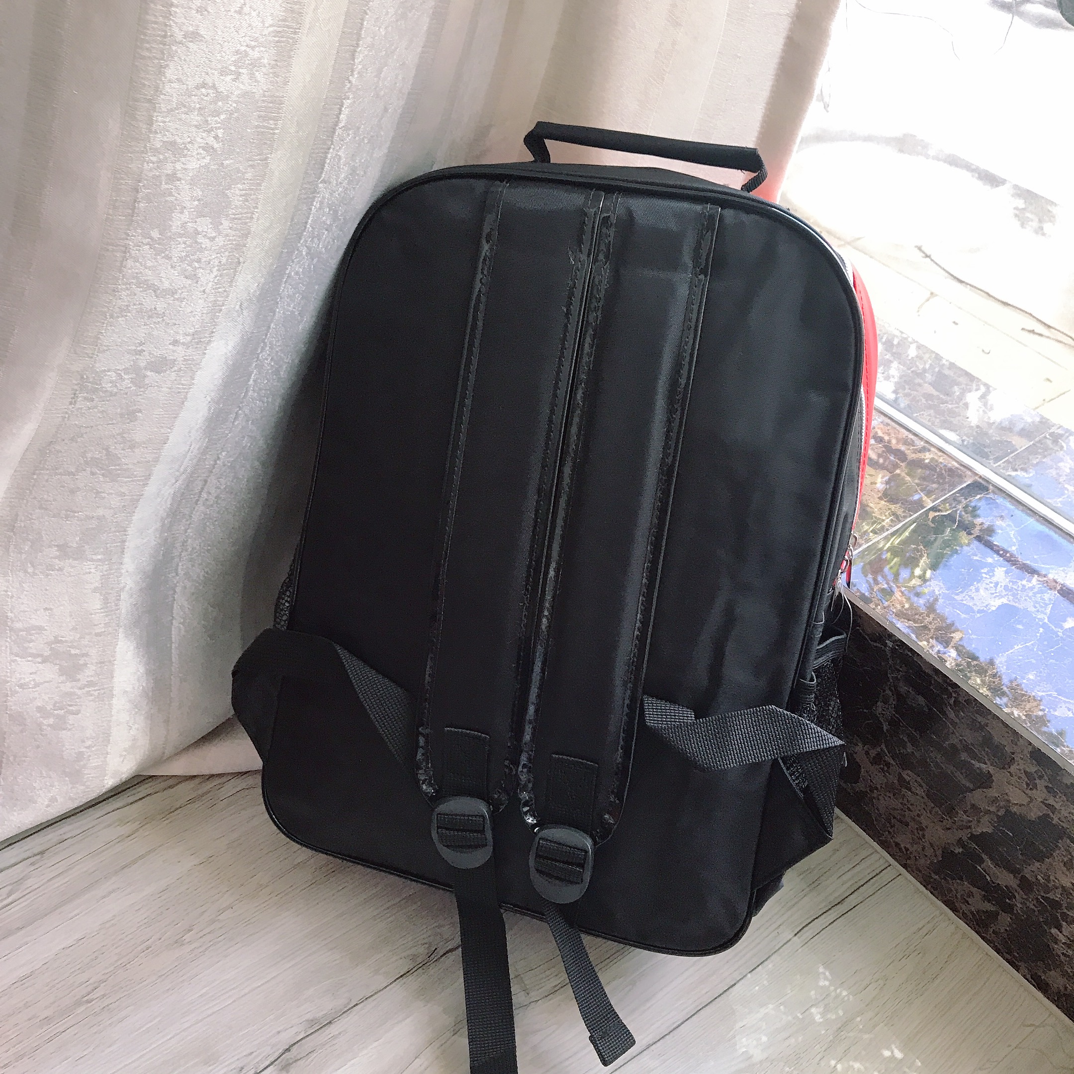 Balo, cặp táp 16" 2 ngăn hình người nhện Spiderman nổi màu đen đỏ - 690SPNG5009382D