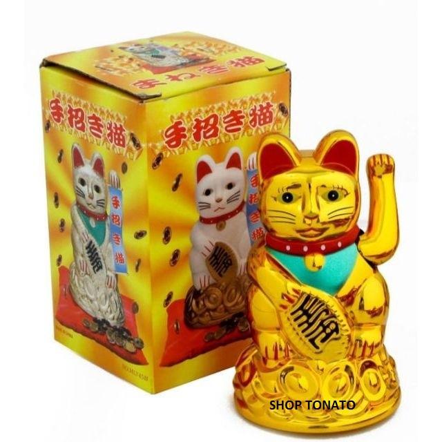 MÈO THẦN TÀI, MÈO MAY MẮN MANEKI NEKO Y45 SỬ DỤNG PIN CAO 11CM