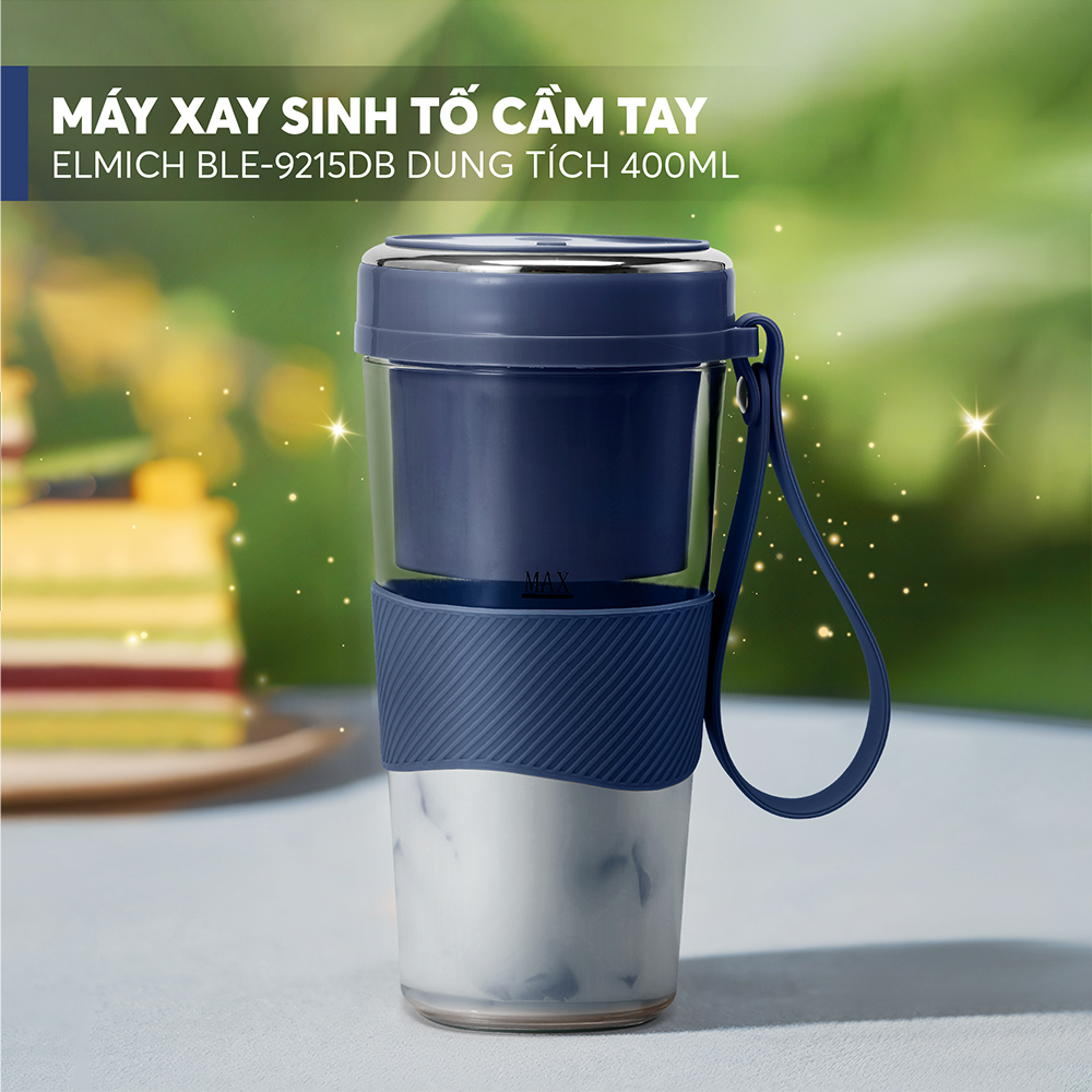 Máy Xay Sinh Tố Cầm Tay Elmich BLE9215 400ml, Hàng Chính Hãng,Lưỡi Dao 10 Cánh,Xay Nhanh 40s-JoyMall