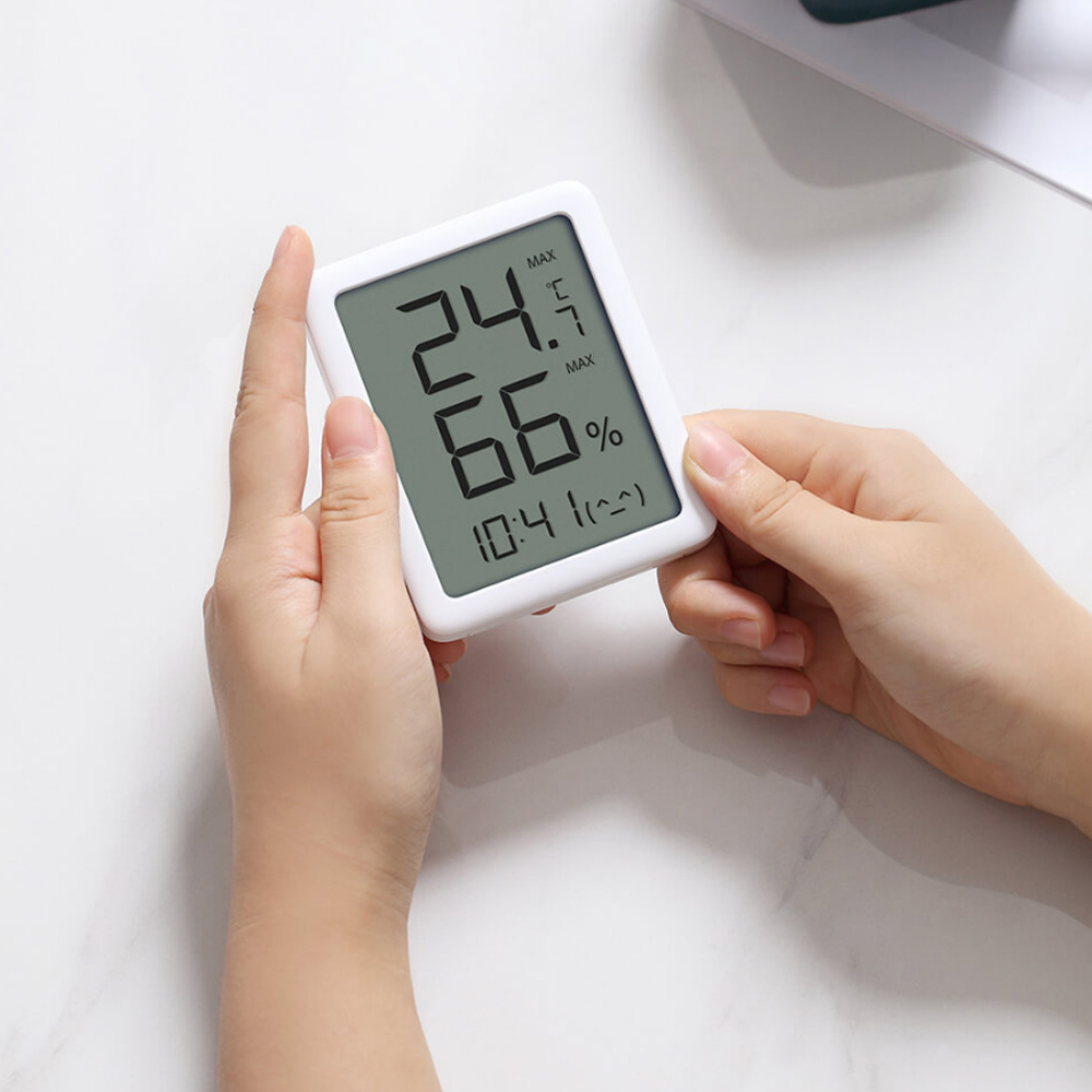 Nhiệt Kế Miaomiaoce Máy Đo Độ Ẩm Màn Hình LCD 3.5 Inch Kỹ Thuật Số Hiển Thị Thời Gian Nhiệt Độ Độ Ẩm 24H Cảm Biến Trong Nhà