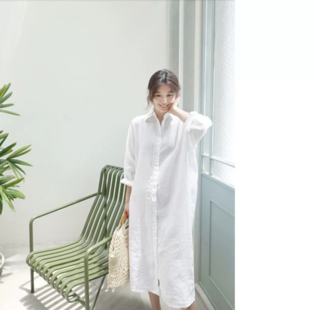 Đầm sơ mi suông chất linen tạo cảm giác thoải mái, trẻ trung, năng động