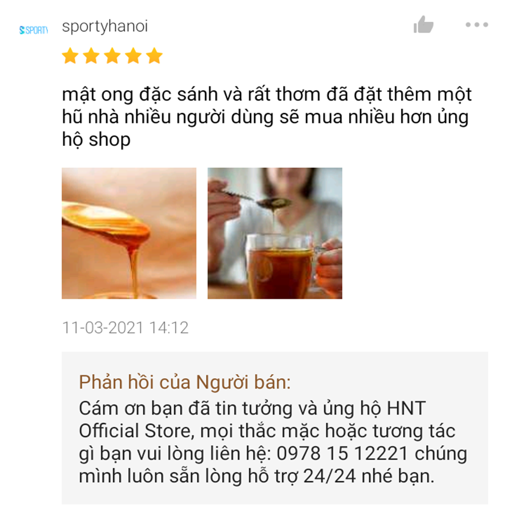 Mật ong rừng nhãn nguyên chất, tự nhiên không pha, không đóng đường, không pha tạp HNT NATURAL PRODUCT MO900G