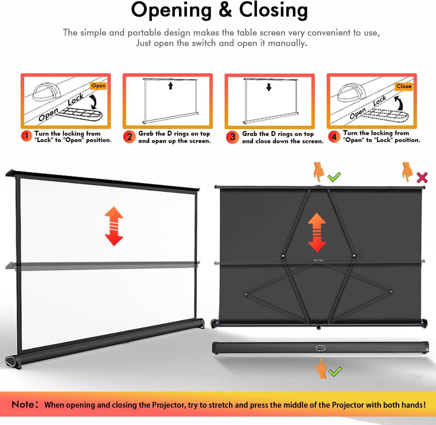 Màn chiếu để bàn Apollo 40 inch, 50 inch, chuyên dành cho máy chiếu mini, gọn nhẹ, di động - Hàng nhập khẩu