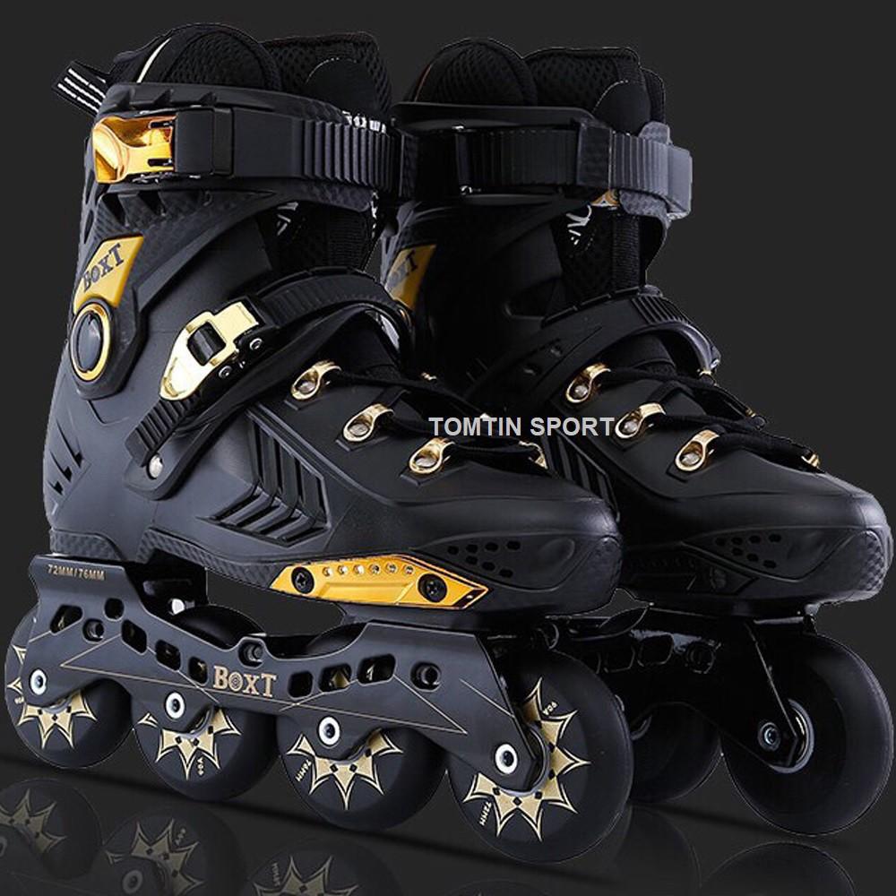 Giày patin người lớn hàng BOXT có size từ 38-44 màu đen vàng trẻ trung thời trang và hiện đại